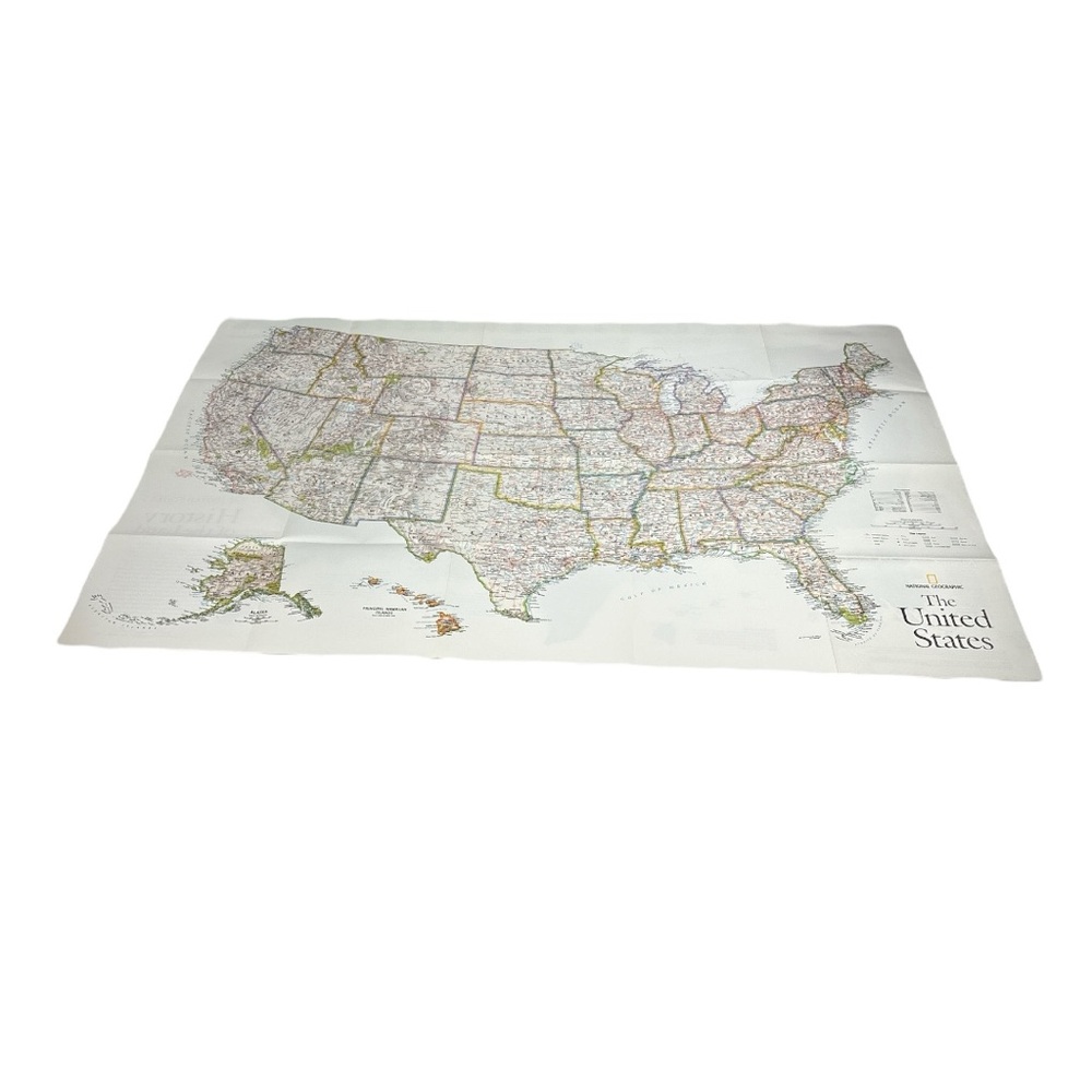 National Geographic Map of The United States and History of the Land reversible